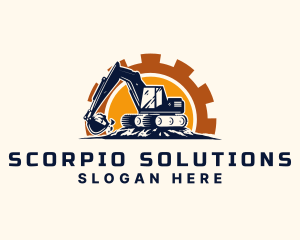 Backhoe Excavator Construction logo design