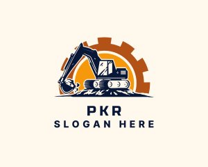 Backhoe Excavator Construction logo design