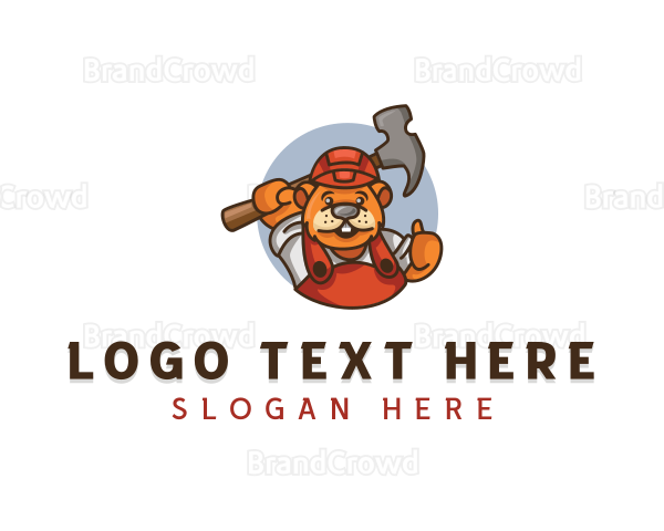 Beaver Construction Worker Logo