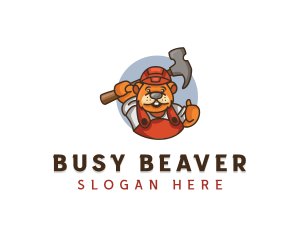 Beaver Construction Worker  logo design