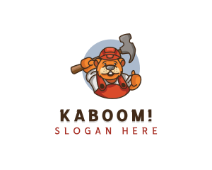 Mascot - Beaver Construction Worker logo design