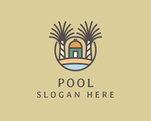 Palm Tree - Summer Beach Resort logo design