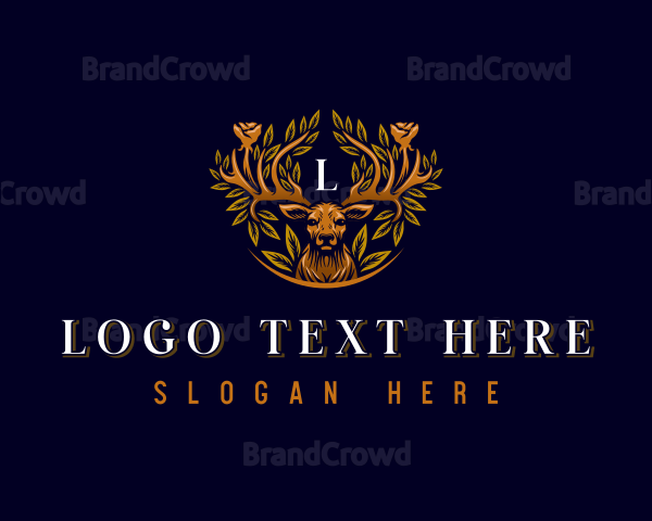 Floral Deer Wreath Logo