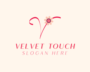 Pink Flower Letter V logo design