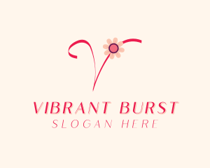 Pink Flower Letter V logo design