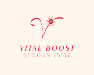 Pink Flower Letter V logo design