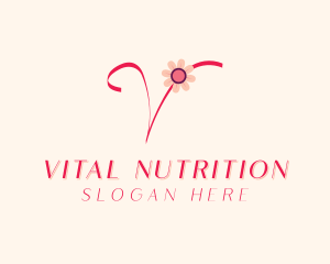 Pink Flower Letter V logo design