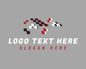 Tech - Pixel Racing Flag logo design