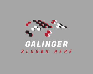 Pixel Racing Flag Logo