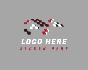Gamer - Pixel Racing Flag logo design