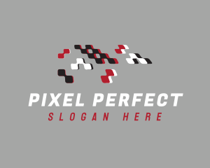 Pixel Racing Flag logo design