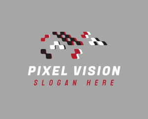 Pixel Racing Flag logo design