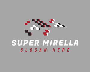 Racer - Pixel Racing Flag logo design