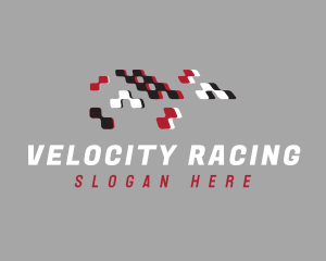 Pixel Racing Flag logo design