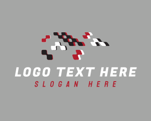 Motor - Pixel Racing Flag logo design