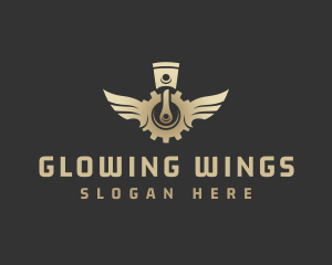 Engine Piston Wings logo design