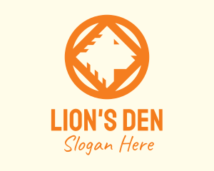 Orange Wild Lion Head logo design