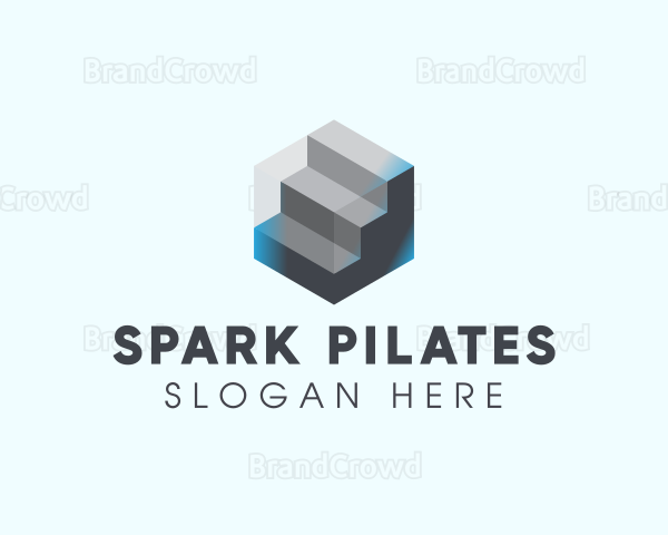 Modern 3D Metallic Stairs Logo