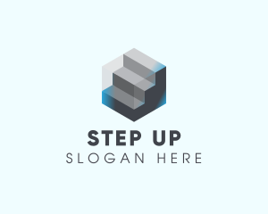 Staircase - Modern 3D Metallic Stairs logo design