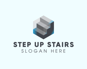 Staircase - Modern 3D Metallic Stairs logo design