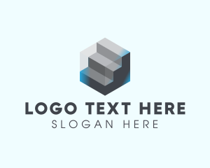 Geometrical - Modern 3D Metallic Stairs logo design