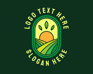 Crop - Farming Sun Emblem logo design