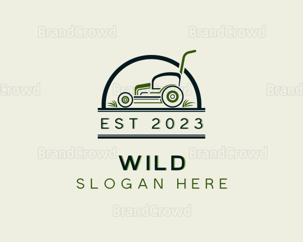 Grass Cutting Lawn Mower Logo