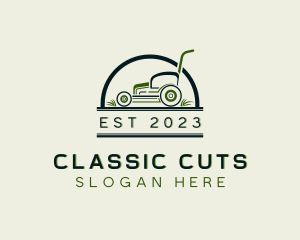 Grass Cutting Lawn Mower logo design