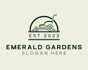 Grass Cutting Lawn Mower logo design