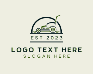 Grass Cutting Lawn Mower Logo