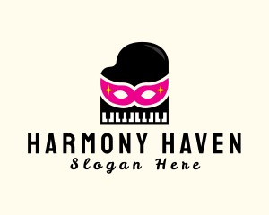 Mask Piano Pianist logo design