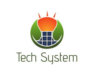 Power Plant - Leaf Solar Panel logo design