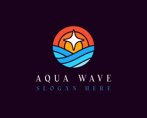 Sunset Beach Wave logo design