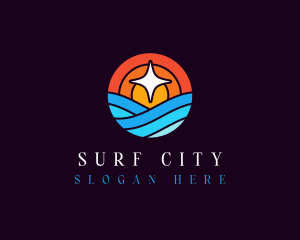 Sunset Beach Wave logo design