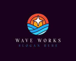 Sunset Beach Wave logo design