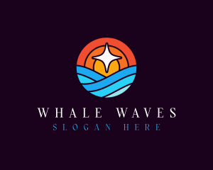 Sunset Beach Wave logo design