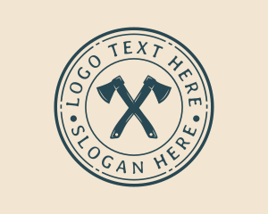 Log - Lumberjack Hatchet Axe logo design