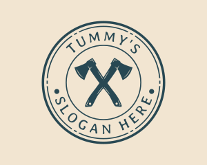 Hipster - Lumberjack Hatchet Axe logo design