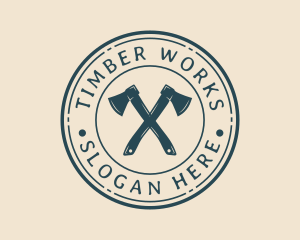 Logger - Lumberjack Hatchet Axe logo design