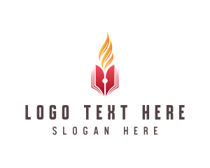 Pen - Flame Book Story Writer logo design
