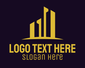 Condominium - Golden City Skyline logo design