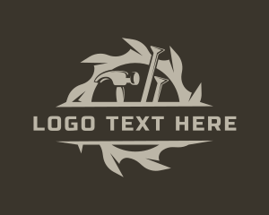 Sawmill Hammer Woodwork Logo