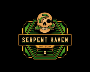 Skull Serpent Bone logo design