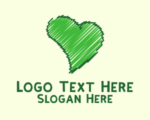 Organic - Green Love Doodle logo design
