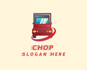 Trailer - Red Truck Swoosh logo design