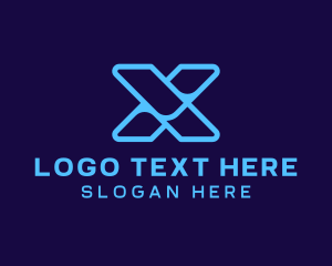 Application - Blue Tech Letter X logo design