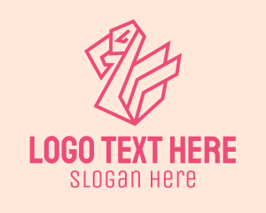 Pink - Geometric Pink Flamingo logo design