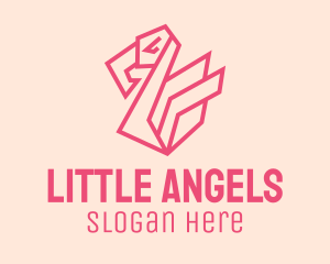 Geometric Pink Flamingo  Logo