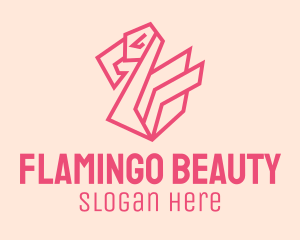 Geometric Pink Flamingo  logo design