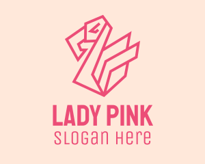 Geometric Pink Flamingo  logo design